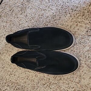 John Varvatos blue suede slip on shoes